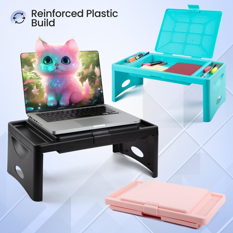 Loddie Doddie Foldable Lap Desk - Teal Blue - Lap Desk for Kids with Storage Pocket & Organizer Compartments - Bed Table for Crafts & Meals - Laptop Bed Tray with 9.75 x 12 in Surface - Image 4